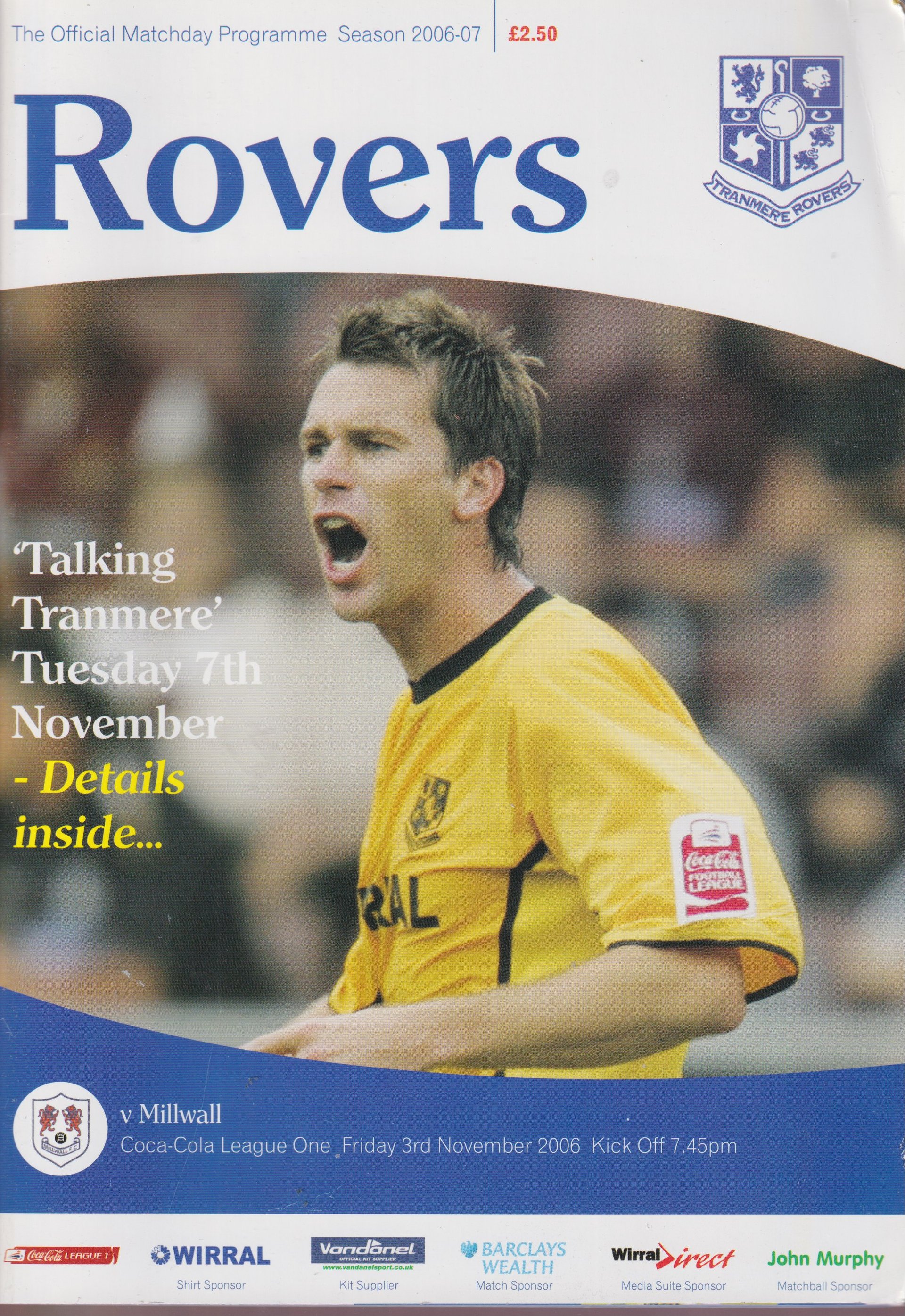 Tranmere Rovers v Millwall match programme